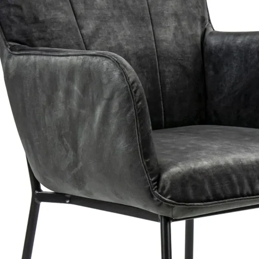 Trendy eetkamerstoel velours antraciet met armleuning>Straluma Outlet