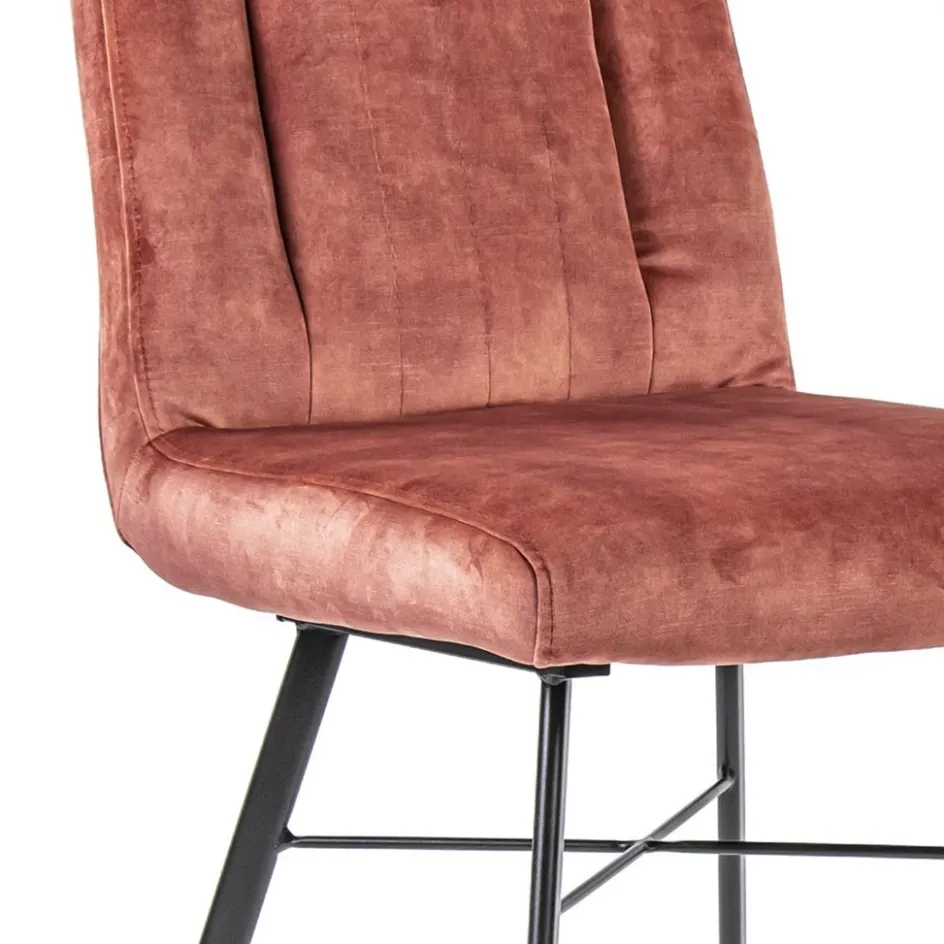 Trendy eetkamerstoel velvet blush met zwarte pootjes>Straluma Outlet