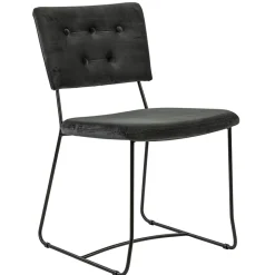Trendy eetkamerstoel velvet grijs met metalen poot>Straluma Discount