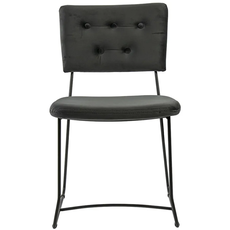 Trendy eetkamerstoel velvet grijs met metalen poot>Straluma Discount