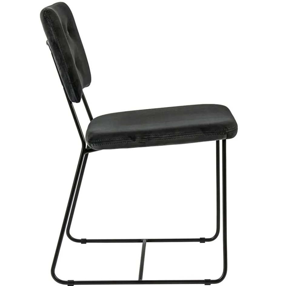 Trendy eetkamerstoel velvet grijs met metalen poot>Straluma Discount