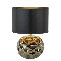 Trendy tafellamp keramiek goud met zwarte kap>Straluma Outlet