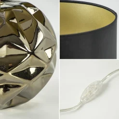 Trendy tafellamp keramiek goud met zwarte kap></noscript>Straluma Outlet