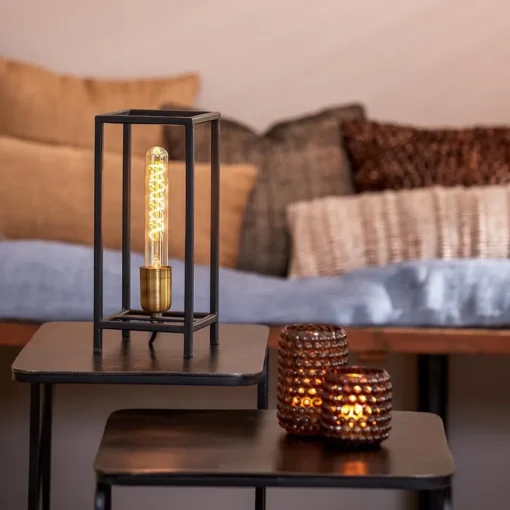 Trendy tafellamp Marlay zwart met brons>Straluma New