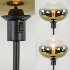 Trendy tafellamp zwart met glazen kap helder/goud><noscript><img width=