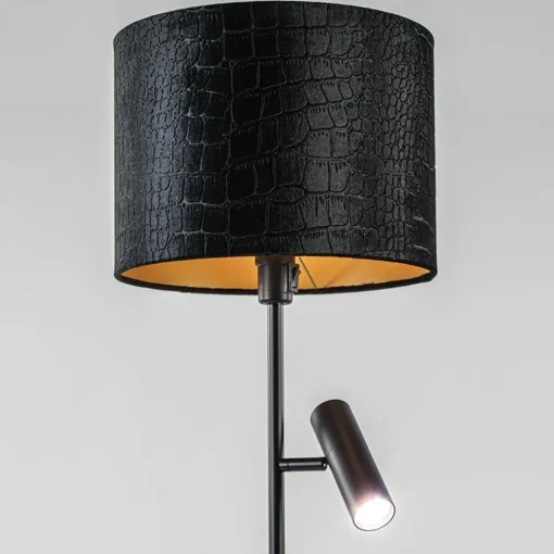 Trendy vloerlamp met kap zwart met goud>Straluma Clearance