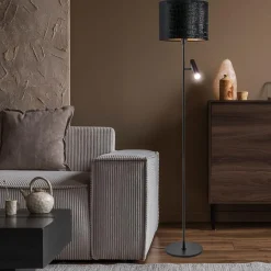 Trendy vloerlamp met kap zwart met goud></noscript>Straluma Clearance