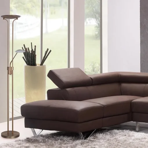 Uplighter brons LED Luna leesarm, dimmer>Straluma New
