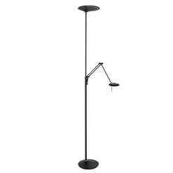 Uplighter zwart met leeslamp - 2 x pushdimmer>Straluma Clearance