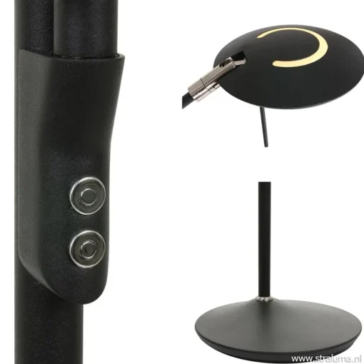 Uplighter zwart met leeslamp - 2 x pushdimmer>Straluma Clearance
