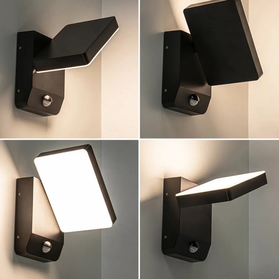 Verstelbare LED buitenlamp zwart IP54 met sensor>Straluma Sale