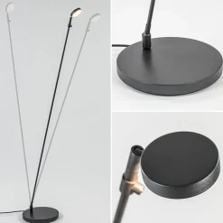 Verstelbare LED leeslamp zwart geborsteld staal dim-to-warm><noscript><img width=