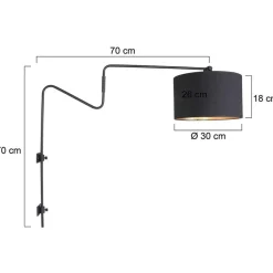 Verstelbare wandlamp met zwart/gouden kap></noscript>Straluma Outlet