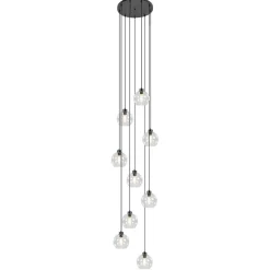 Videlamp / multipendel 9L zwart helder bolglas>Straluma Discount
