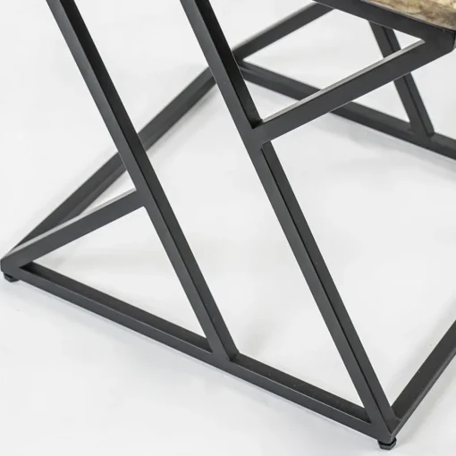 Vierkante bijzettafel zwart met mango hout>Straluma Outlet