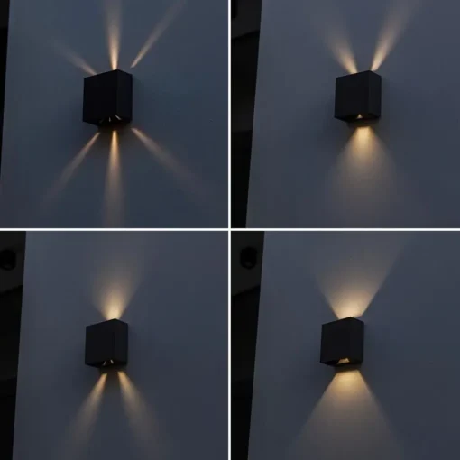 Vierkante LED buitenlamp wand zwart up+down>Straluma Hot