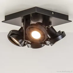 Vierkante LED plafondlamp 4-lichts zwart>Straluma Online