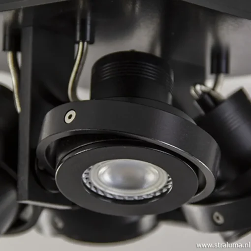 Vierkante LED plafondlamp 4-lichts zwart>Straluma Online