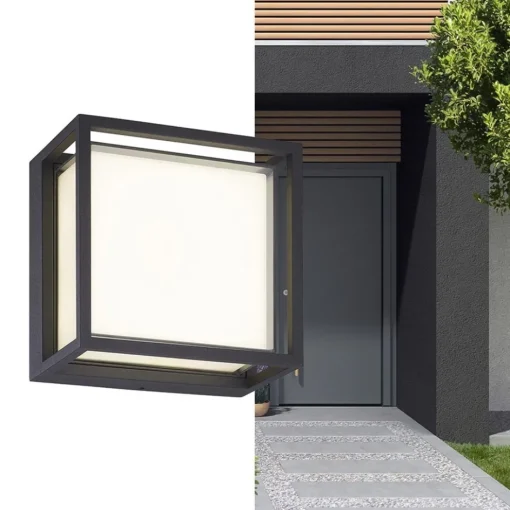 Vierkante LED wandlamp buiten IP65 antraciet>Straluma Online