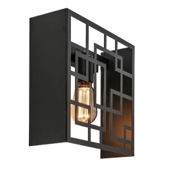 Vierkante wandlamp zwart metaal>Straluma