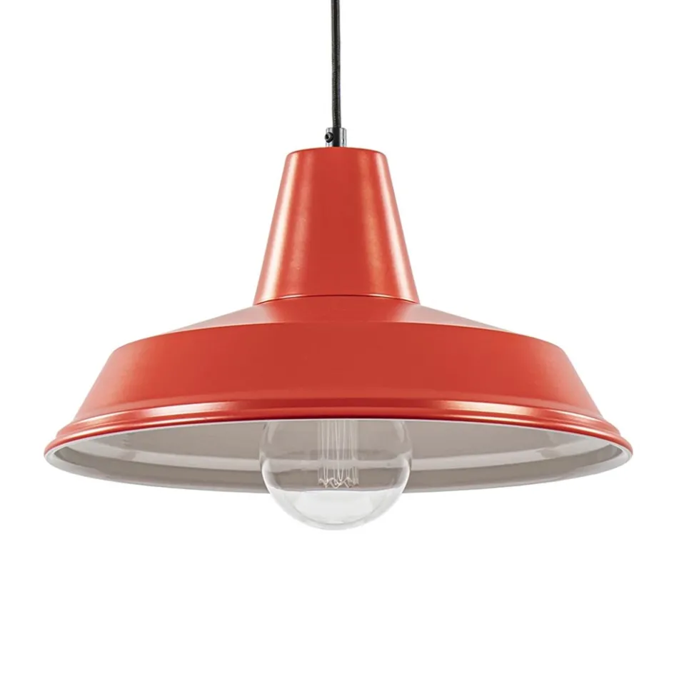 Vintage hanglamp rood met wit en zwart snoer>Straluma Hot
