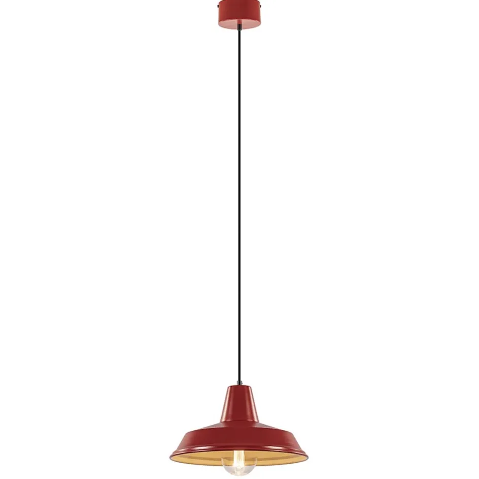 Vintage hanglamp rood met wit en zwart snoer>Straluma Hot