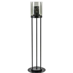 Vloerlamp cilinder mat zwart met smoke glazen kap>Straluma Outlet