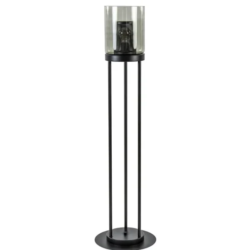 Vloerlamp cilinder mat zwart met smoke glazen kap>Straluma Outlet