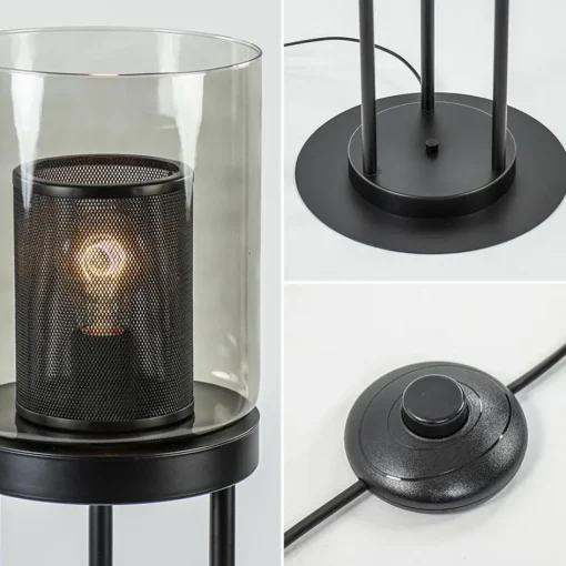 Vloerlamp cilinder mat zwart met smoke glazen kap>Straluma Outlet