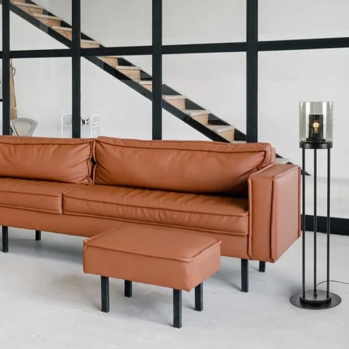 Vloerlamp cilinder mat zwart met smoke glazen kap>Straluma Outlet