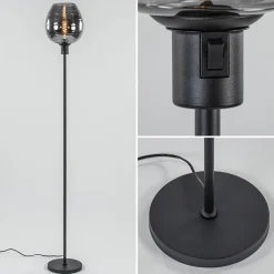 Vloerlamp Fantasy op stang zwart + smoke glas>Straluma Sale