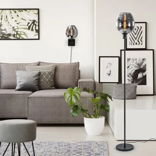 Vloerlamp Fantasy op stang zwart + smoke glas>Straluma Sale