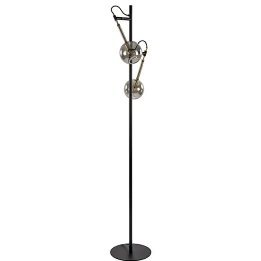 Vloerlamp Globe 2-L zwart/goud smokeglas>Straluma Sale