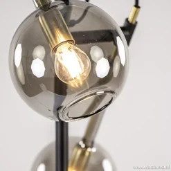 Vloerlamp Globe 2-L zwart/goud smokeglas></noscript>Straluma Sale