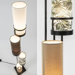Vloerlamp 4L zwart + cilinder kappen bruin></noscript>Straluma Clearance