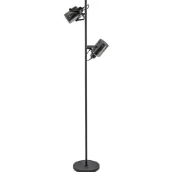 Vloerlamp mat zwart met titanium glazen kappen>Straluma Online