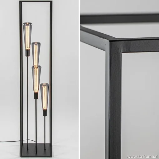 Vloerlamp open frame zwart 4-lichts>Straluma Online