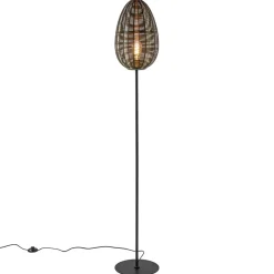 Vloerlamp Yaelle antiek brons met zwarte voet>Straluma New