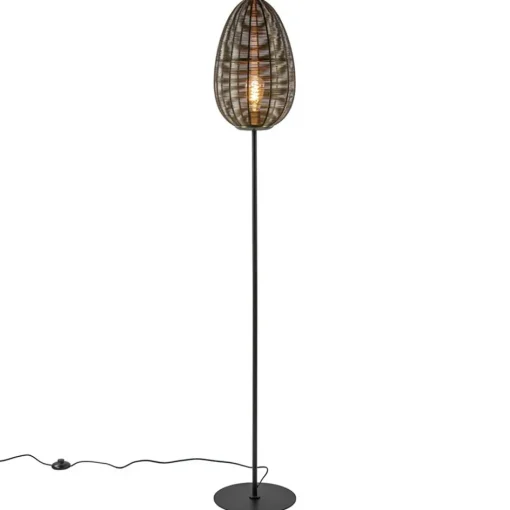 Vloerlamp Yaelle antiek brons met zwarte voet>Straluma New