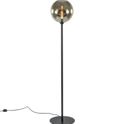 Vloerlamp zwart + smoke glas>Straluma Discount
