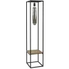 Vloerlamp zwart frame met houten plank>Straluma