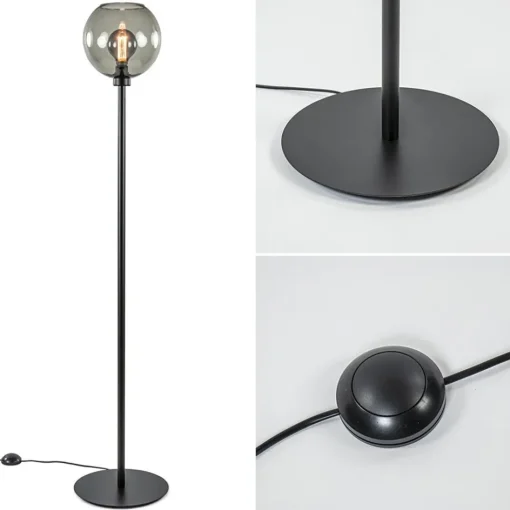 Vloerlamp zwart met smoke glazen kap>Straluma Sale