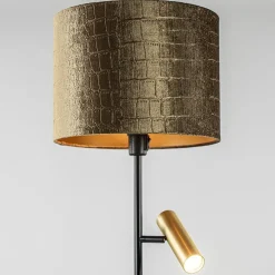 Vloerlamp zwart/goud met kap brons/goud></noscript>Straluma New