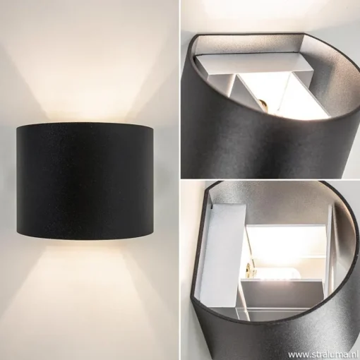 Wandlamp afgerond zwart/grijs stelklep g9>Straluma Online