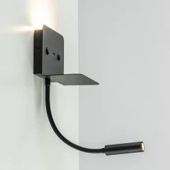 Wandlamp bed zwart flex + USB charger>Straluma Best