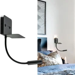 Wandlamp bed zwart flex + USB charger></noscript>Straluma Best