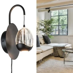 Wandlamp Black Egg zwart/helder glas></noscript>Straluma Online