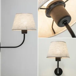 Wandlamp Chicago zwart/zandkleur kap></noscript>Straluma Outlet