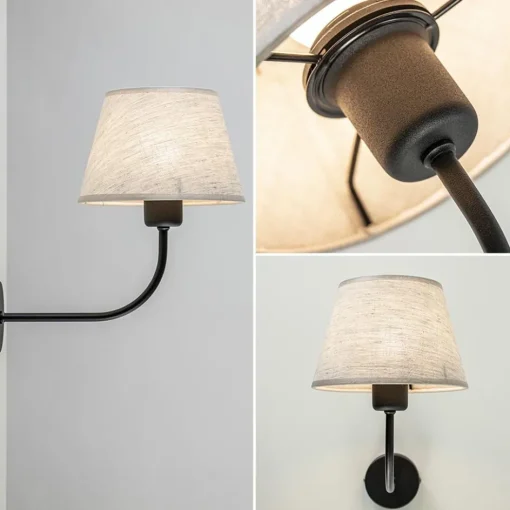 Wandlamp Chicago zwart/zandkleur kap>Straluma Outlet