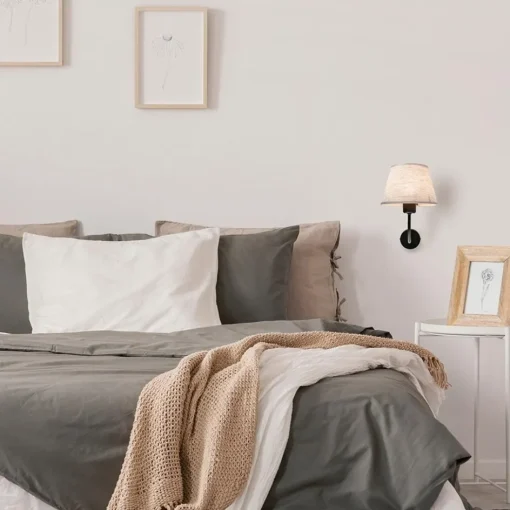Wandlamp Chicago zwart/zandkleur kap>Straluma Outlet